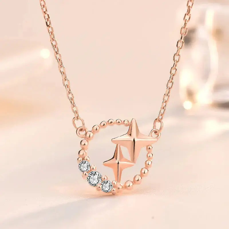LOVCIA Sweet CZ Meteor Star 925 Sterling Silver Necklace