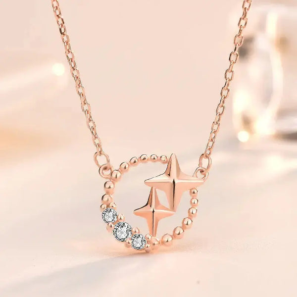 Lovcia Sweet CZ Meteor Star 925 Sterling Silver Necklace-Necklaces-Rose Gold-Rose Gold