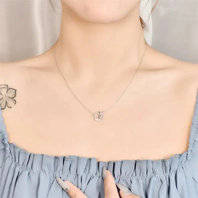 LOVCIA Sweet CZ Meteor Star 925 Sterling Silver Necklace