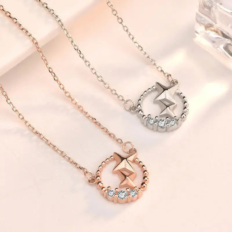 LOVCIA Sweet CZ Meteor Star 925 Sterling Silver Necklace