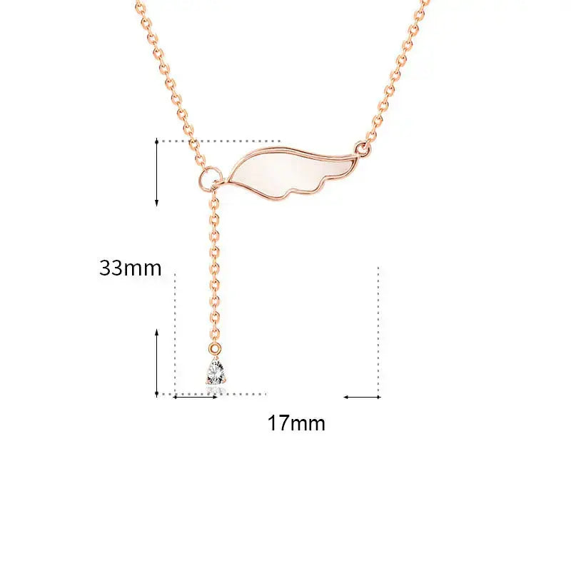 Lovcia Sweet Mother of Shell Angel Wings CZ 925 Sterling Silver Necklace-Necklaces-Rose Gold-Rose Gold