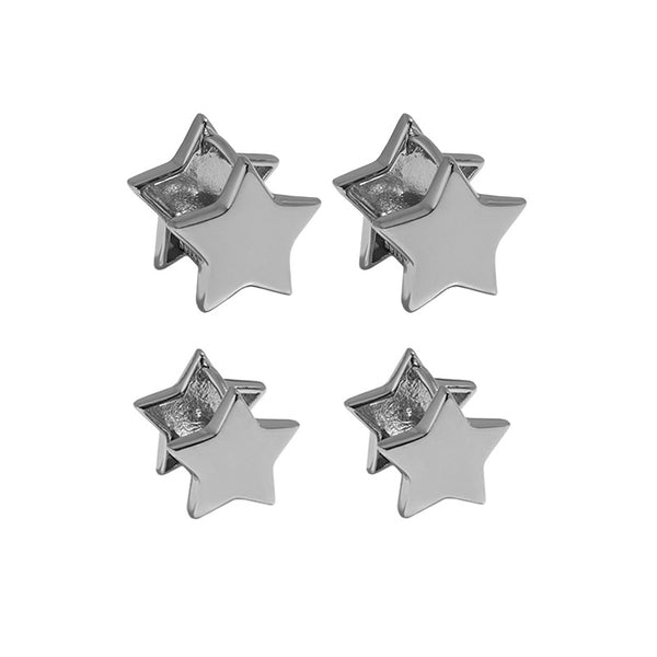 Lovcia Sweet Star Sterling Silver Hoop Earrings 11.5x9.8mm-Earrings-Large Earrings-