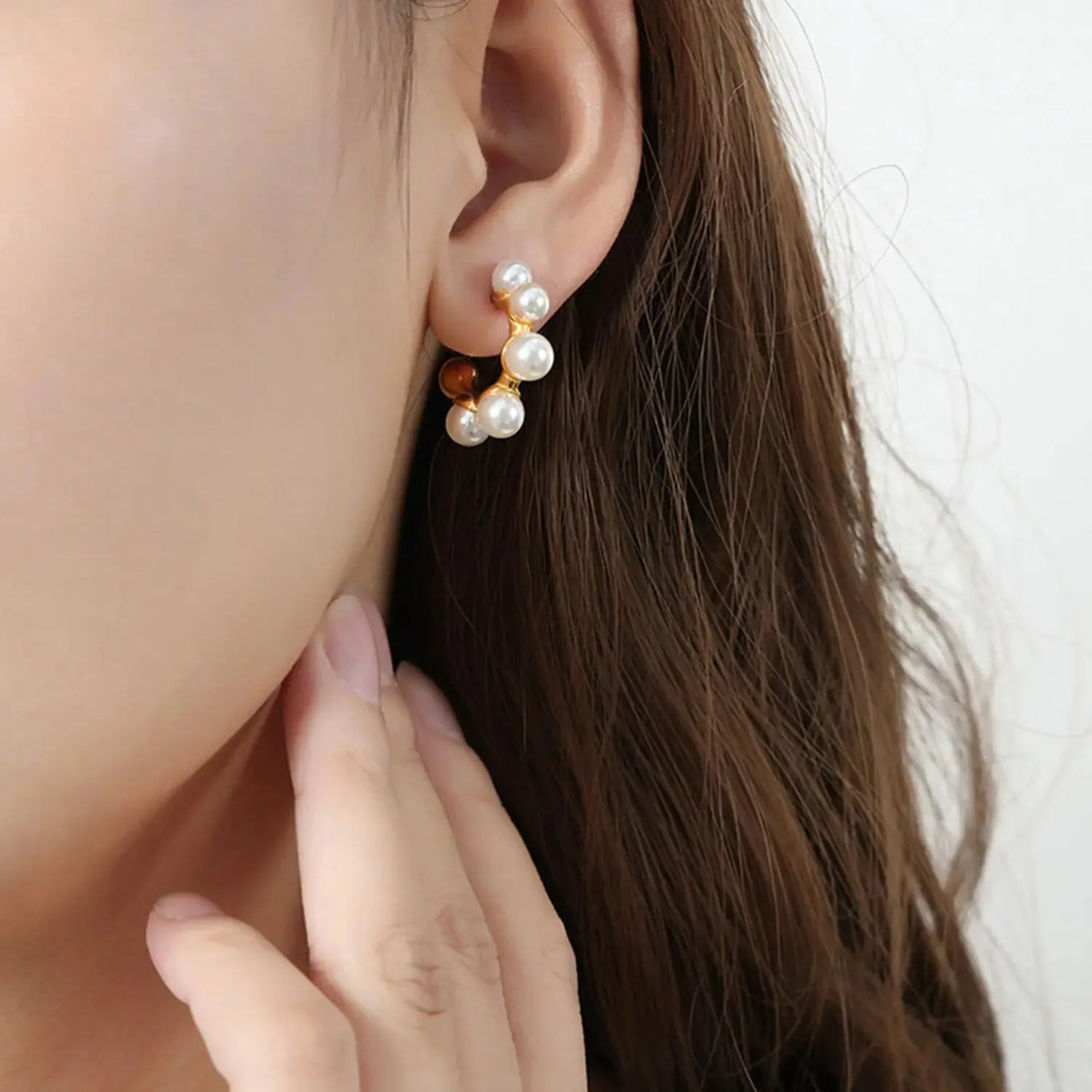 Lovcia Synthetic Pearl 18K Gold-Plated Earrings-Earrings-Style A/Gold-One Size-Style A/Gold
