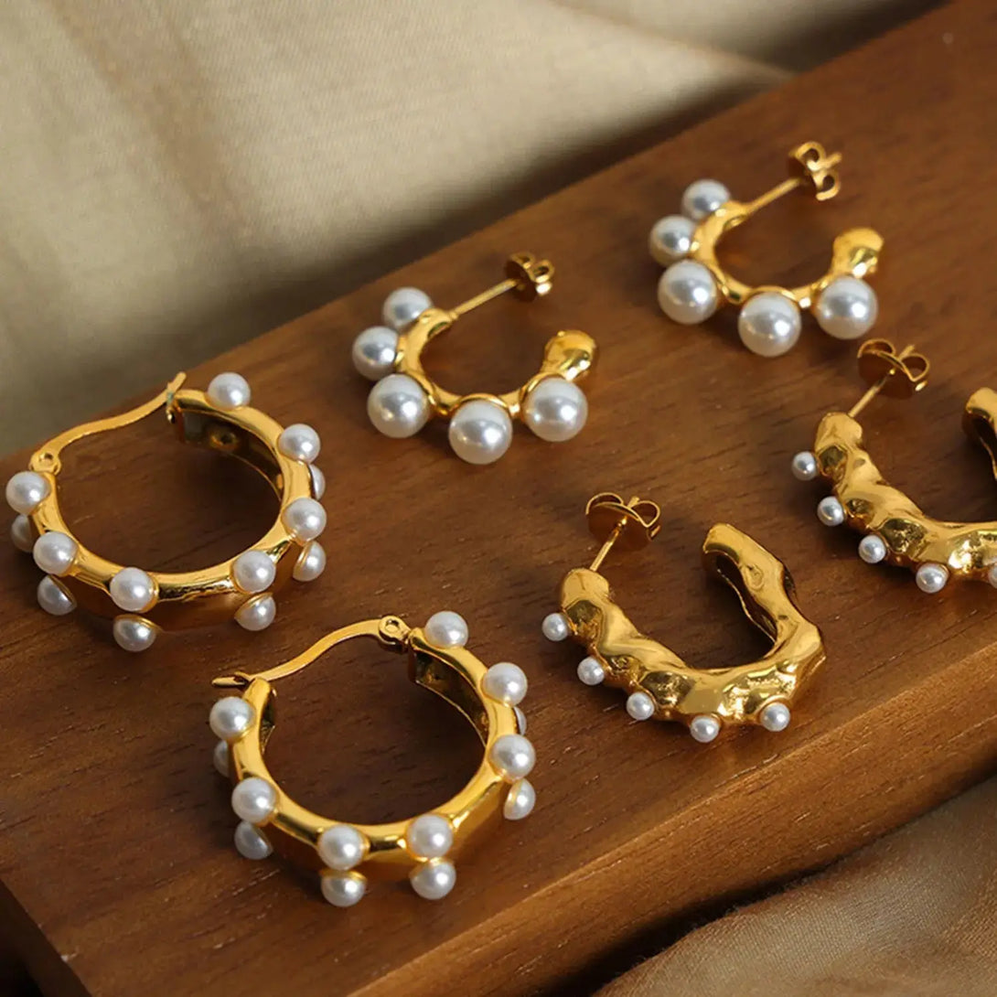 Lovcia Synthetic Pearl 18K Gold-Plated Earrings-Earrings-Style A/Gold-One Size-Style A/Gold
