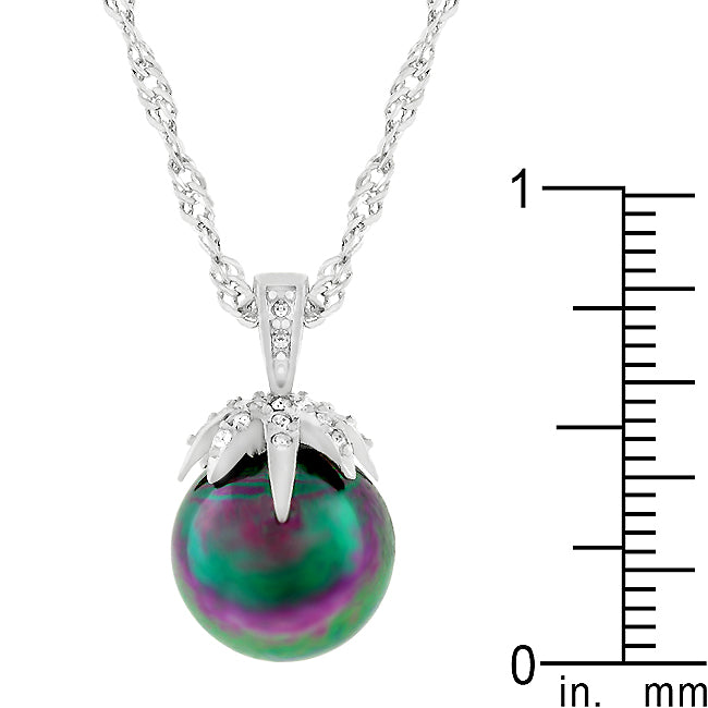 Lovcia Tahitian Pearl and Zirconia Leaf Pendant-Pendants-