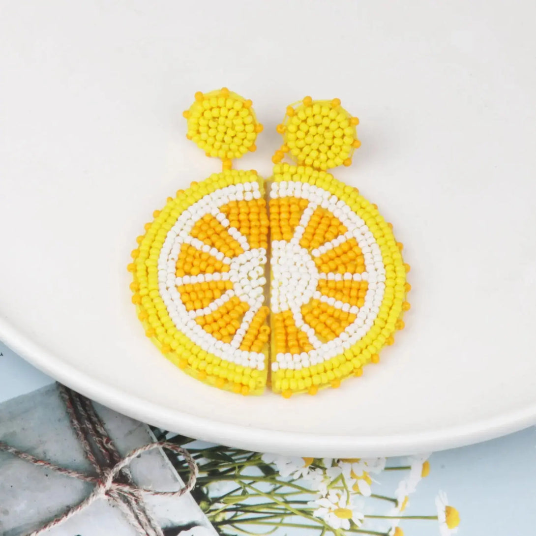 Lovcia Tangerine Bead Drop Earrings for Women-Earrings-Yellow-One Size-Yellow