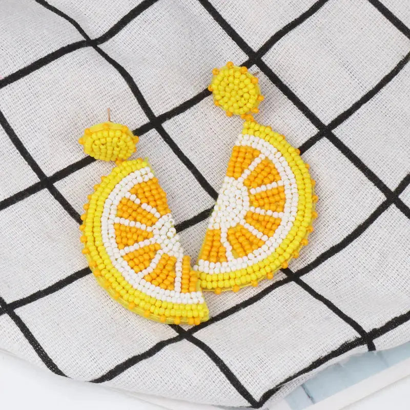 Lovcia Tangerine Bead Drop Earrings for Women-Earrings-Yellow-One Size-Yellow