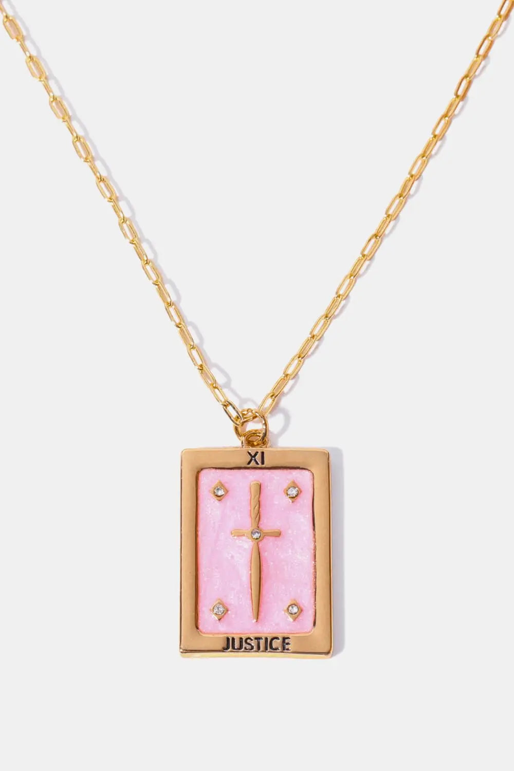 Lovcia Tarot Card Pendant Copper Necklace-Necklaces-Blush Pink-One Size-Blush Pink