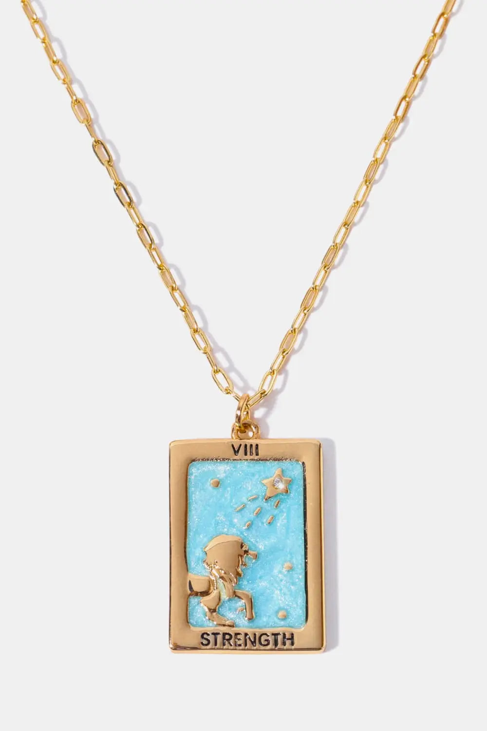 Lovcia Tarot Card Pendant Copper Necklace-Necklaces-Pastel Blue-One Size-Pastel Blue
