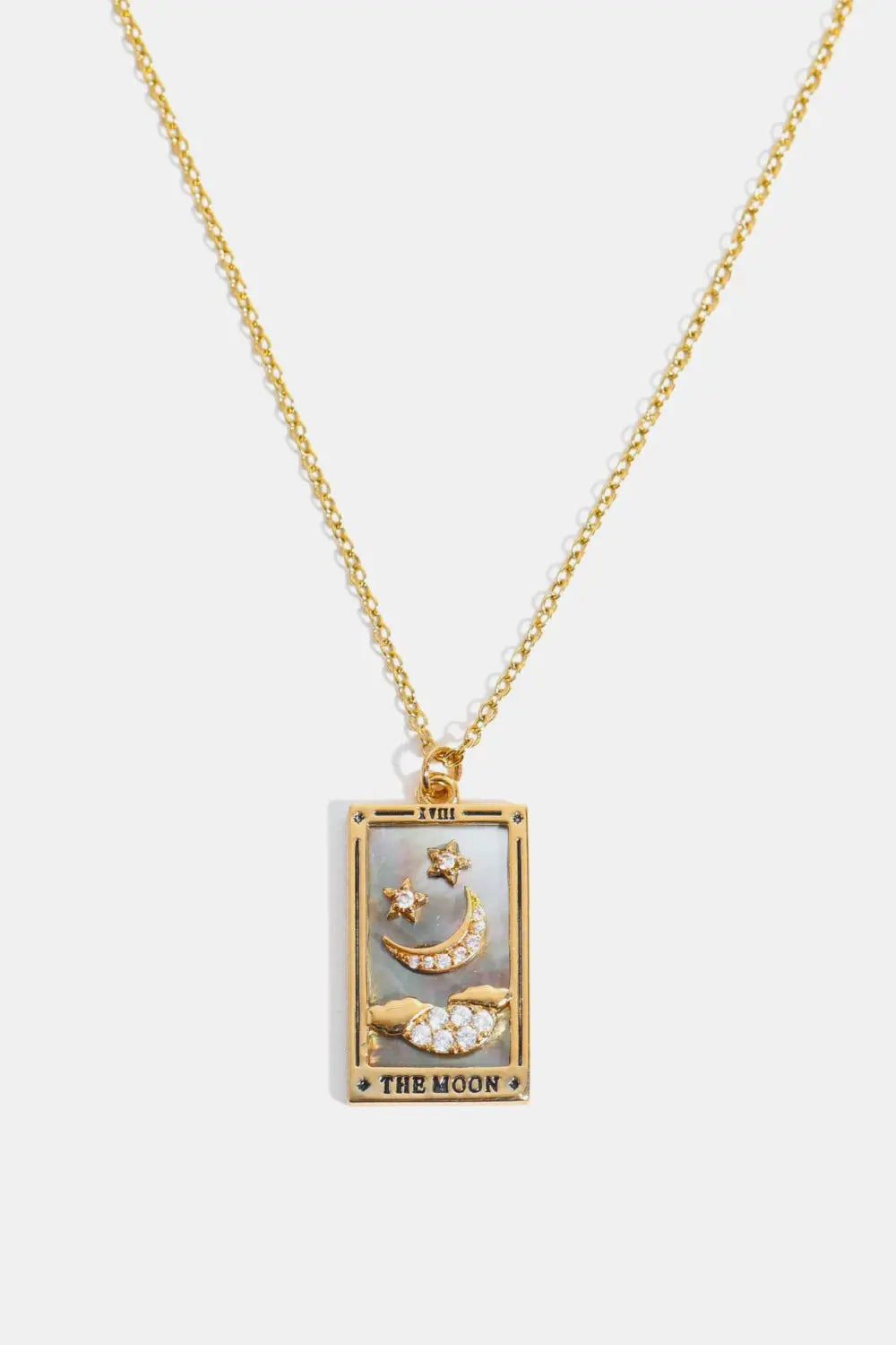 Lovcia Tarot Card Pendant Stainless Steel Necklace-Necklaces-Moon/Gray-One Size-Moon/Gray