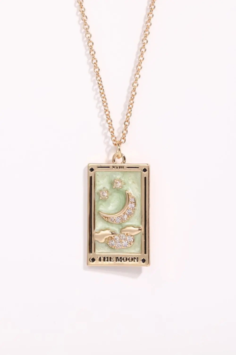 Lovcia Tarot Card Pendant Stainless Steel Necklace-Necklaces-Moon/Green-One Size-Moon/Green