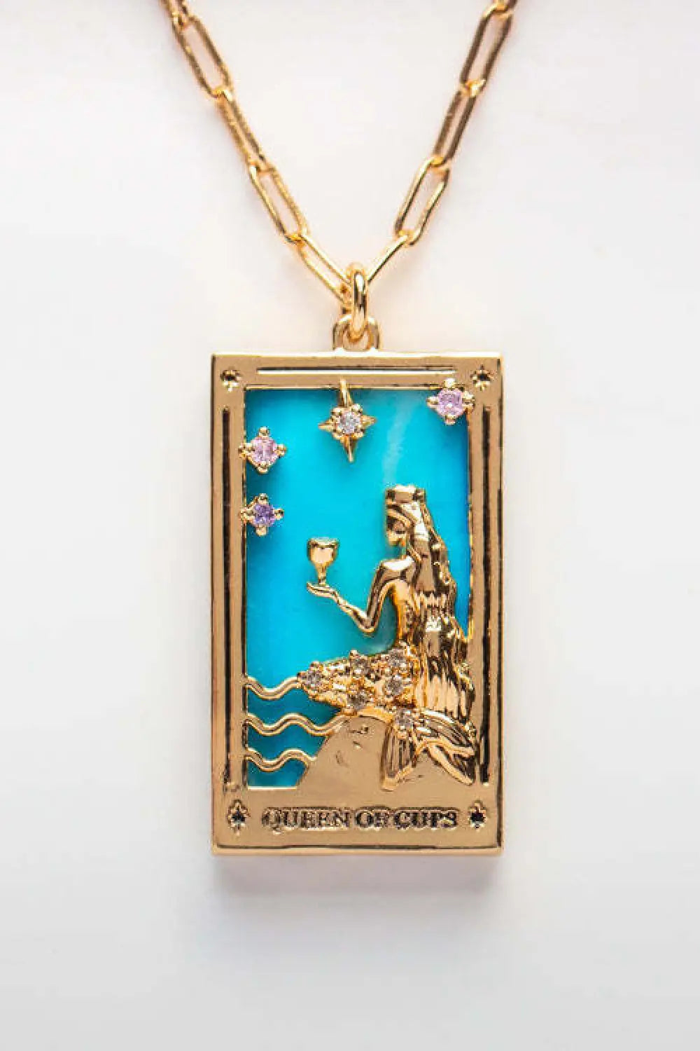 Lovcia Tarot Card Pendant Stainless Steel Necklace-Necklaces-Queen Of The Holy Grail-One Size-Queen Of The Holy Grail