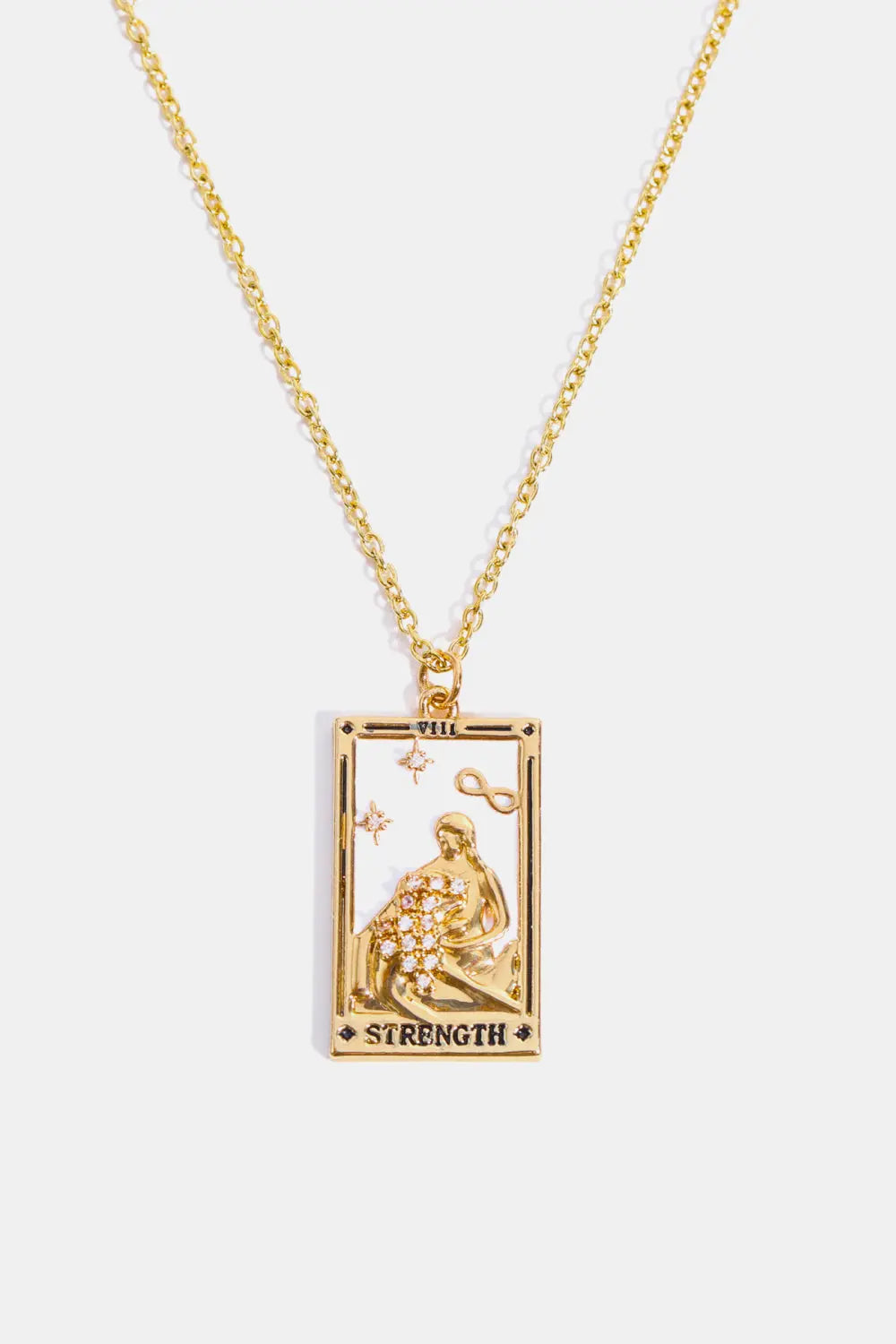 Lovcia Tarot Card Pendant Stainless Steel Necklace-Necklaces-STRENGTH Printed-One Size-STRENGTH Printed