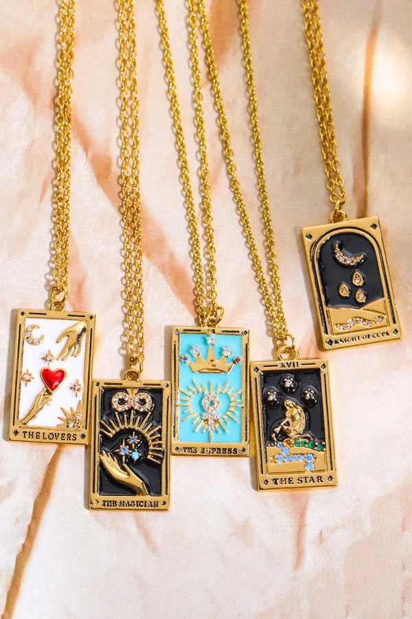 Lovcia Tarot Card Pendant Stainless Steel Necklace-Necklaces-THE WHEEL Printed-One Size-THE WHEEL Printed