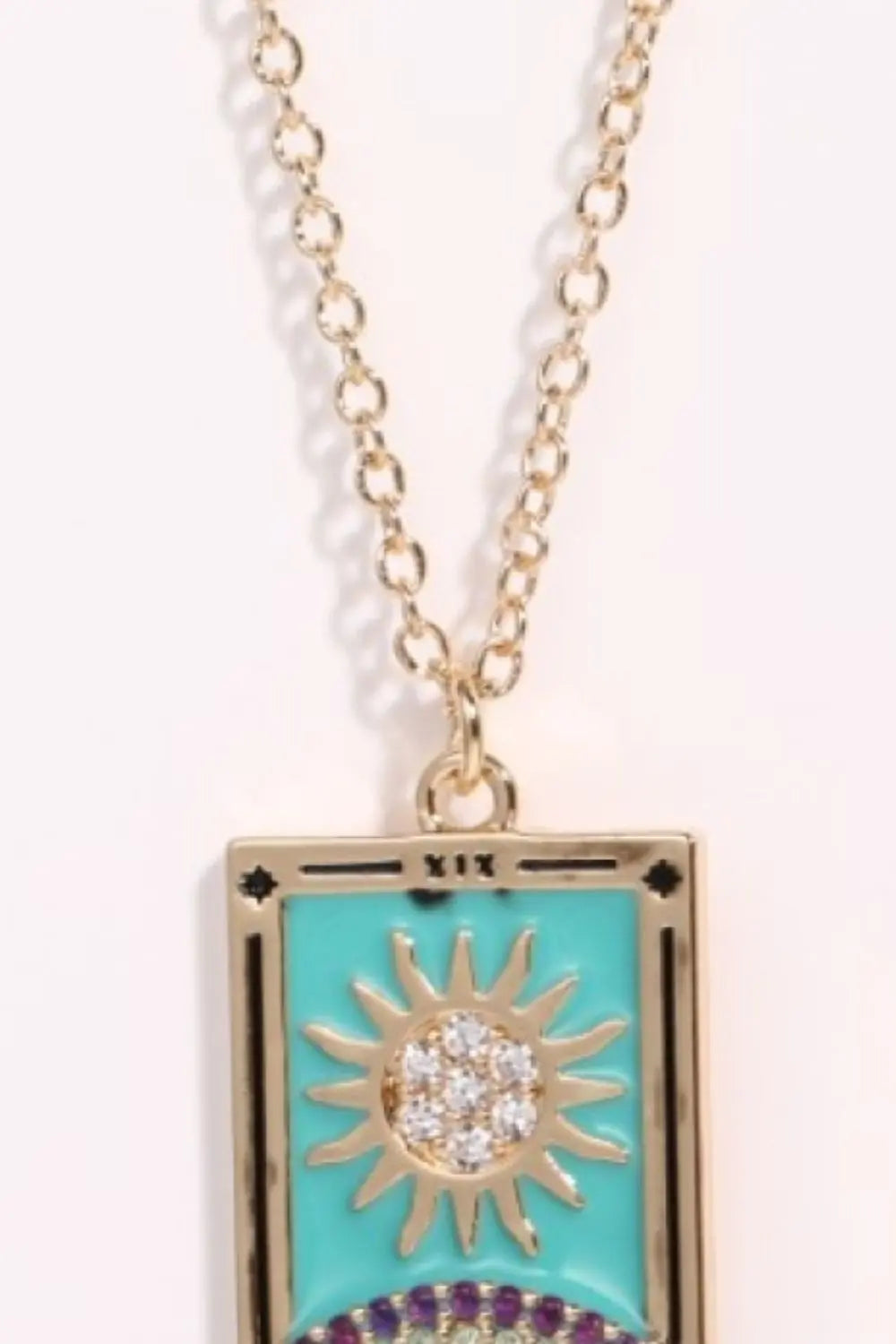 Lovcia Tarot Card Pendant Stainless Steel Necklace-Necklaces-THE WHEEL Printed-One Size-THE WHEEL Printed