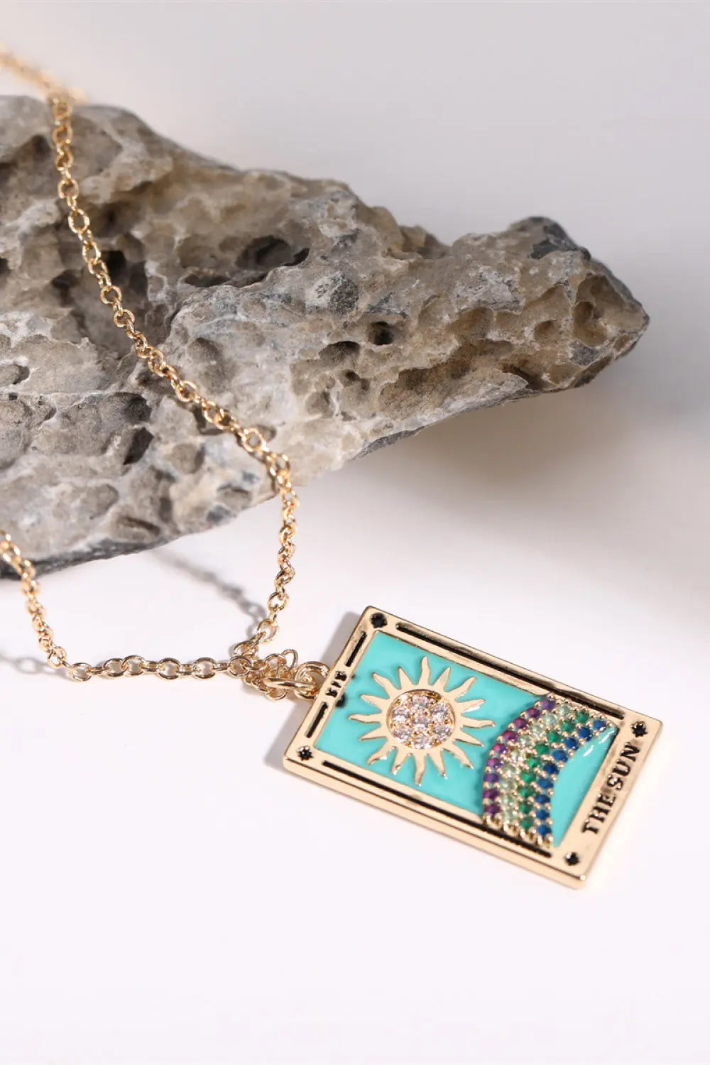 Lovcia Tarot Card Pendant Stainless Steel Necklace-Necklaces-THE WHEEL Printed-One Size-THE WHEEL Printed