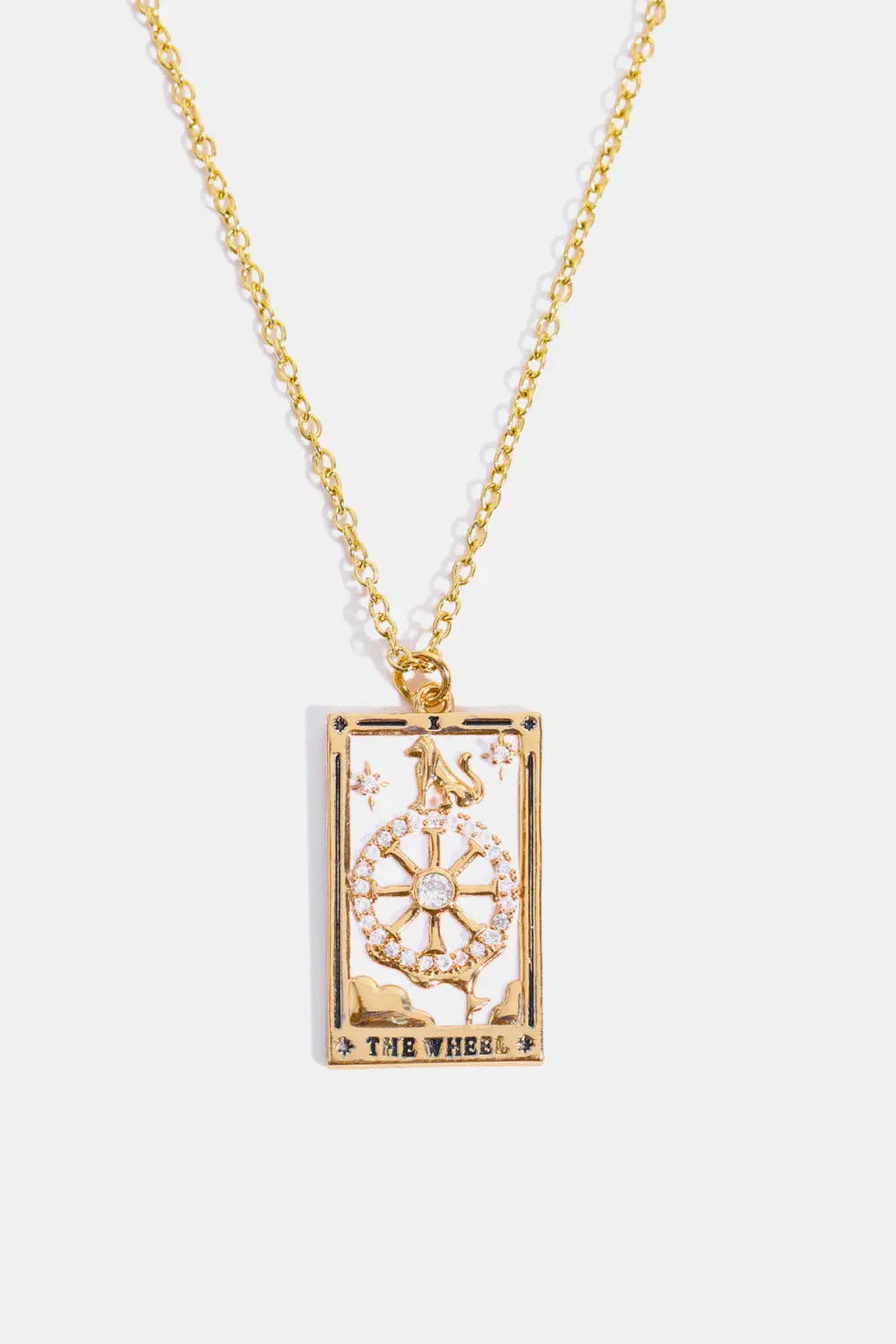 Lovcia Tarot Card Pendant Stainless Steel Necklace-Necklaces-THE WHEEL Printed-One Size-THE WHEEL Printed