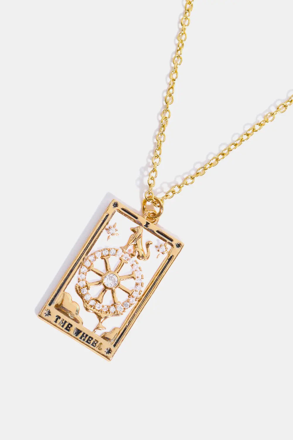 Lovcia Tarot Card Pendant Stainless Steel Necklace-Necklaces-THE WHEEL Printed-One Size-THE WHEEL Printed