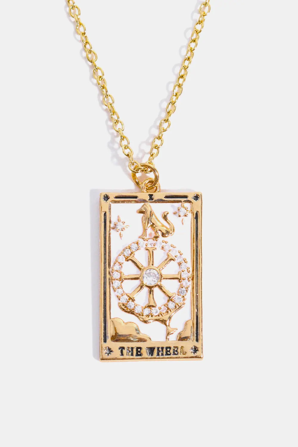 Lovcia Tarot Card Pendant Stainless Steel Necklace-Necklaces-THE WHEEL Printed-One Size-THE WHEEL Printed