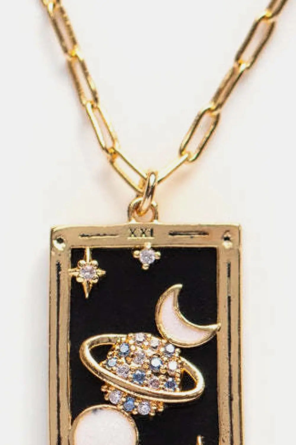 Lovcia Tarot Card Pendant Stainless Steel Necklace-Necklaces-THE WHEEL Printed-One Size-THE WHEEL Printed