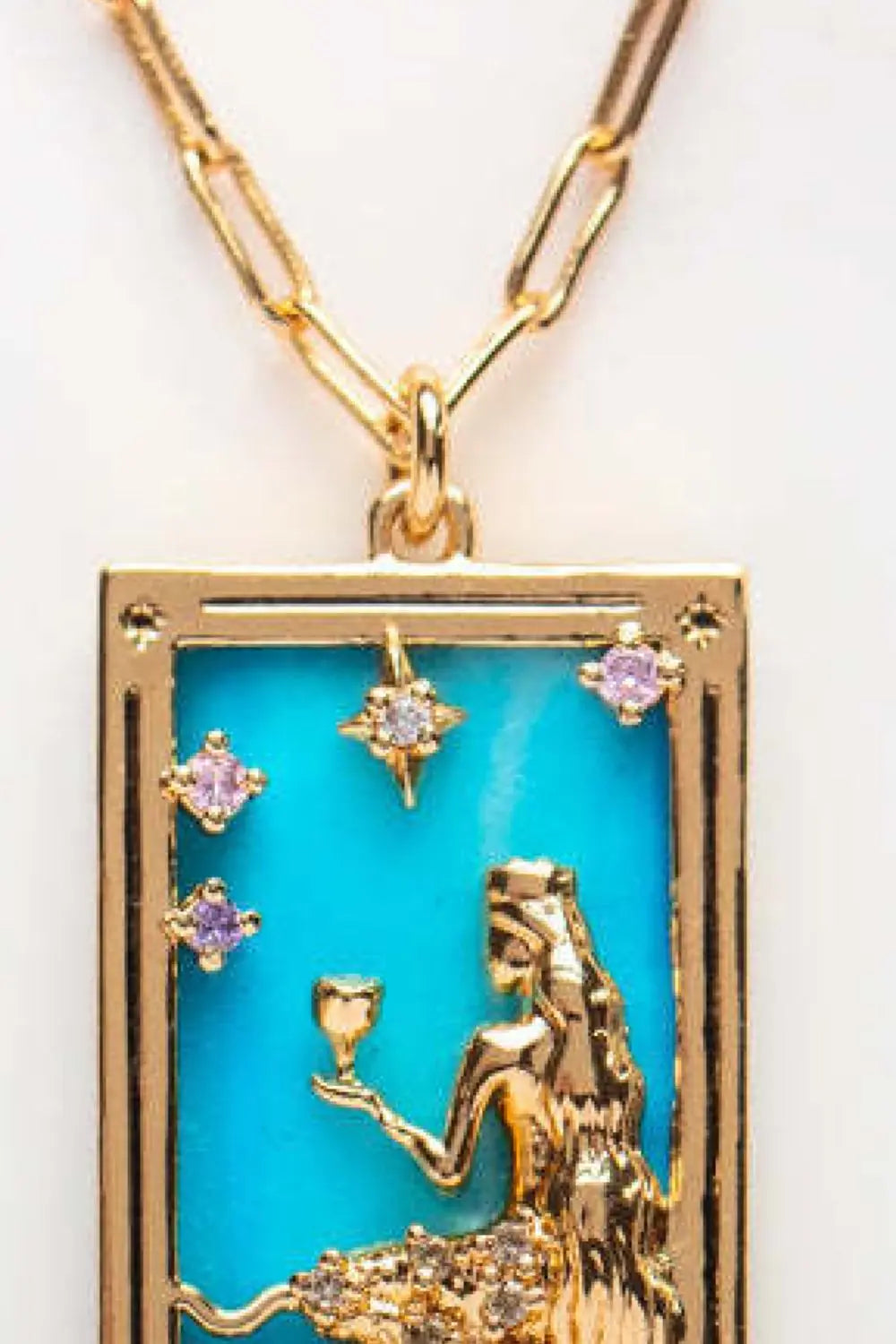 Lovcia Tarot Card Pendant Stainless Steel Necklace-Necklaces-THE WHEEL Printed-One Size-THE WHEEL Printed