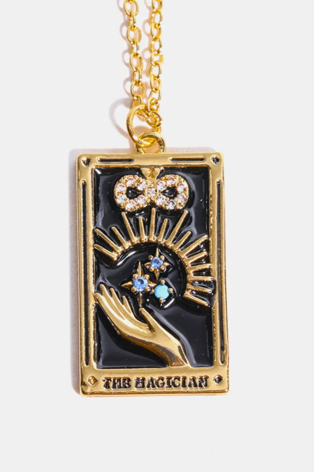 Lovcia Tarot Card Pendant Stainless Steel Necklace-Necklaces-THE WHEEL Printed-One Size-THE WHEEL Printed