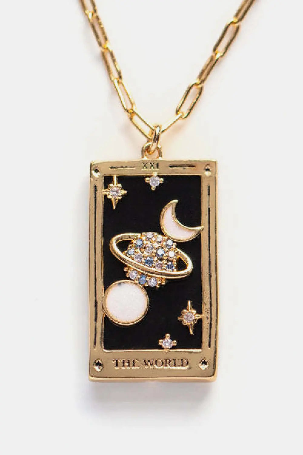 Lovcia Tarot Card Pendant Stainless Steel Necklace-Necklaces-World-One Size-World