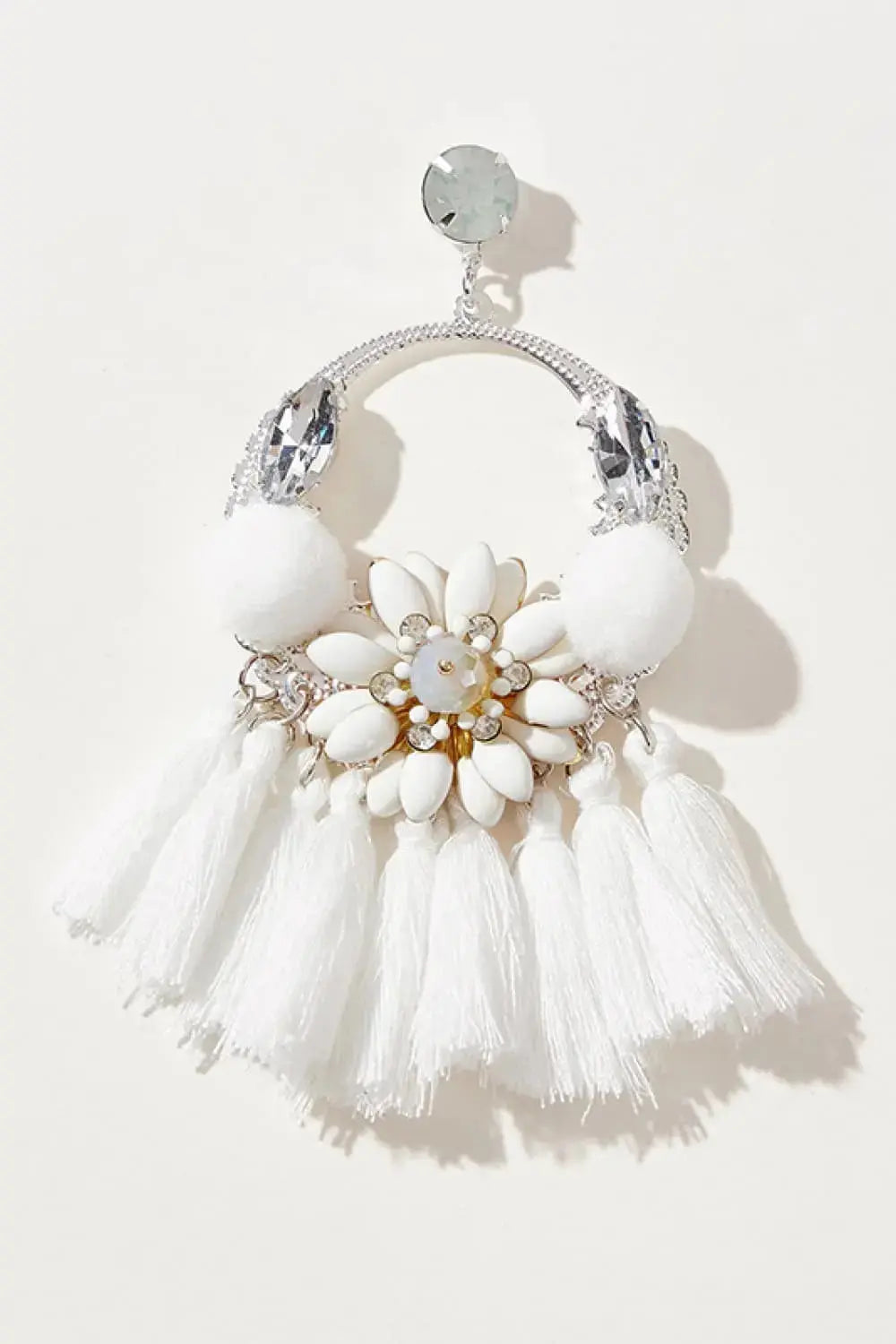 Lovcia Tassel Detail Dangle Earrings-Earrings-White-One Size-White