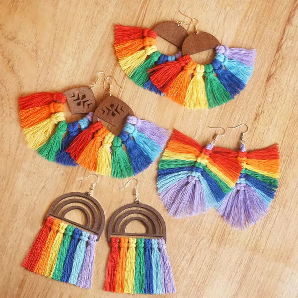 Lovcia Tassel Detail Drop Earrings-Earrings-Style A-One Size-Style A