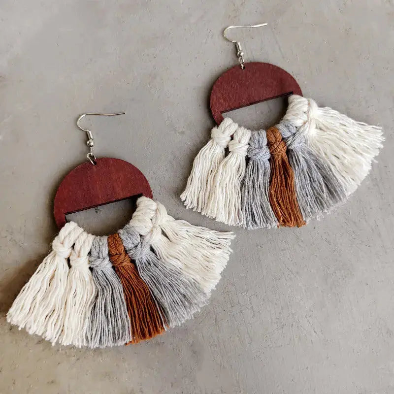 Lovcia Tassel Detail Drop Earrings-Earrings-Style A-One Size-Style A