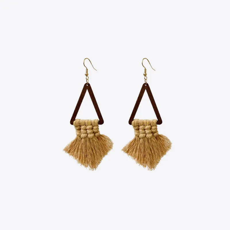 Lovcia Tassel Detail Geometric Earrings-Earrings-Green-One Size-Green