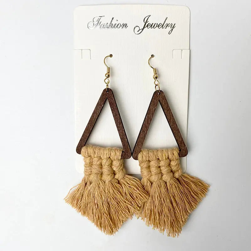 Lovcia Tassel Detail Geometric Earrings-Earrings-Green-One Size-Green