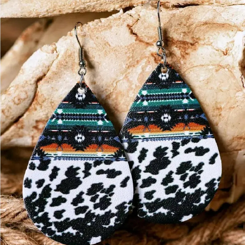 Lovcia Teardrop Alloy Earrings-Earrings-Cow Print-One Size-Cow Print