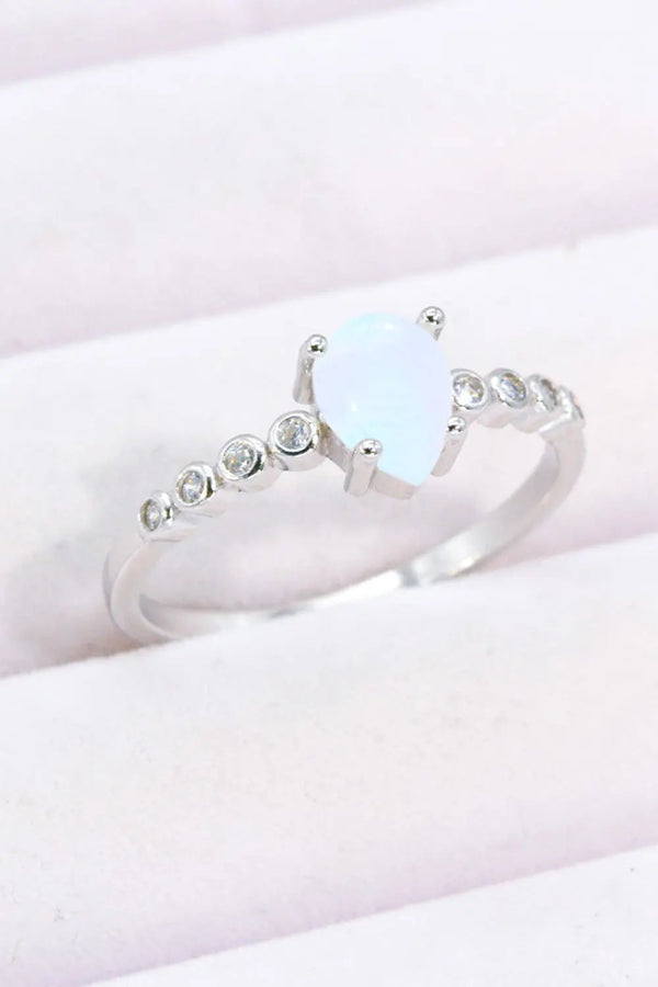 Lovcia Teardrop Natural Moonstone Ring-Rings-Moonstone-6-Moonstone
