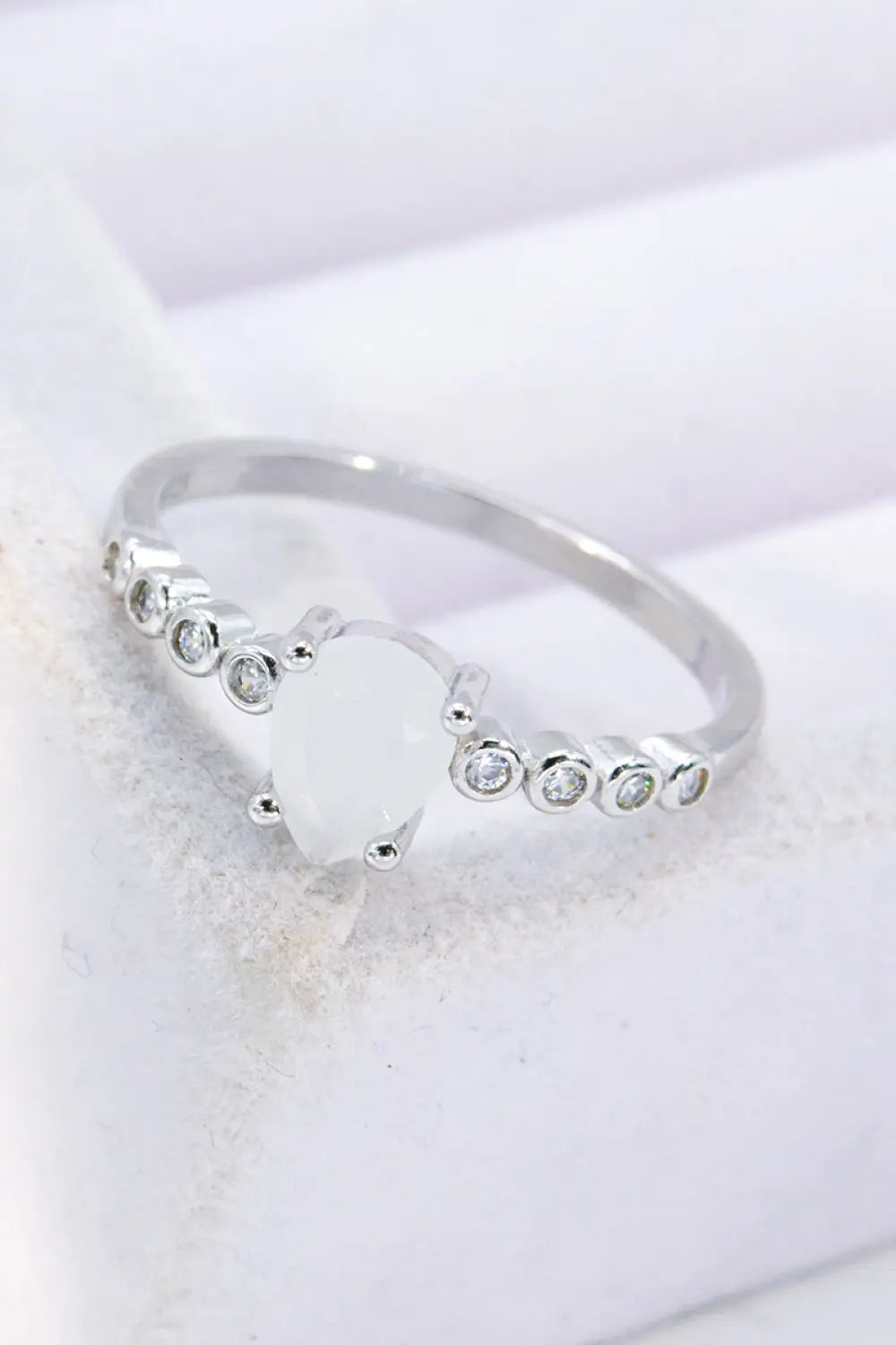 Lovcia Teardrop Natural Moonstone Ring-Rings-Moonstone-6-Moonstone