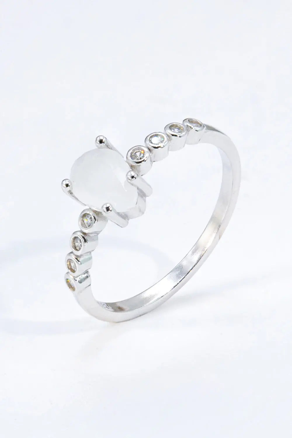 Lovcia Teardrop Natural Moonstone Ring-Rings-Moonstone-6-Moonstone