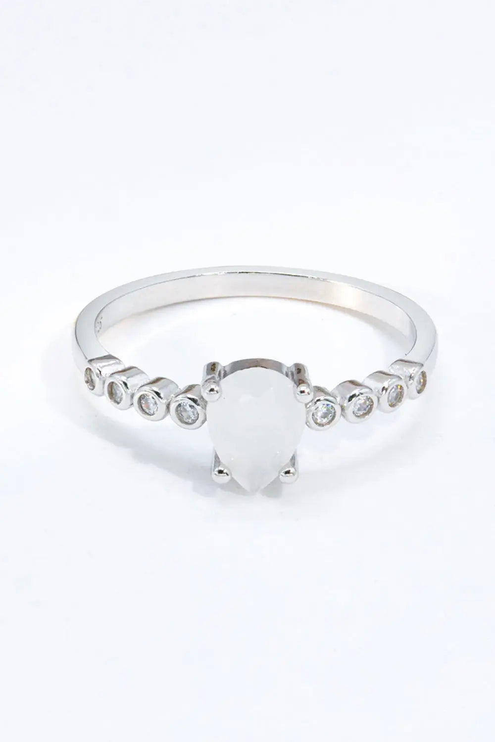 Lovcia Teardrop Natural Moonstone Ring-Rings-Moonstone-6-Moonstone