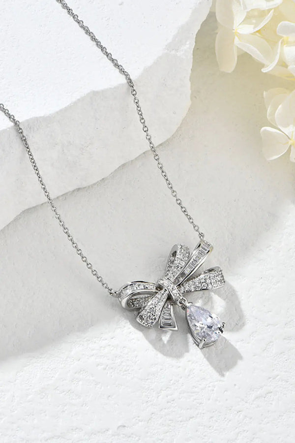 Lovcia Teardrop Shape 925 Sterling Silver Zircon Pendant Necklace-Necklaces-Silver-One Size-Silver