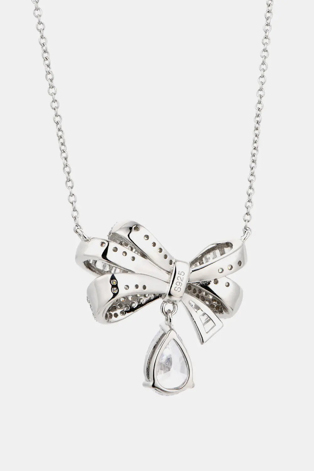 Lovcia Teardrop Shape 925 Sterling Silver Zircon Pendant Necklace-Necklaces-Silver-One Size-Silver