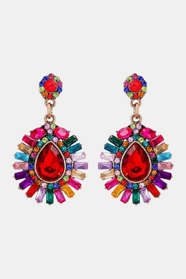 Lovcia Teardrop Shape Glass Stone Dangle Earrings-Earrings-Multicolor-One Size-Multicolor