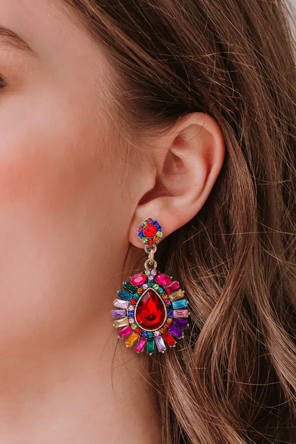 Lovcia Teardrop Shape Glass Stone Dangle Earrings-Earrings-Royal Blue-One Size-Royal Blue