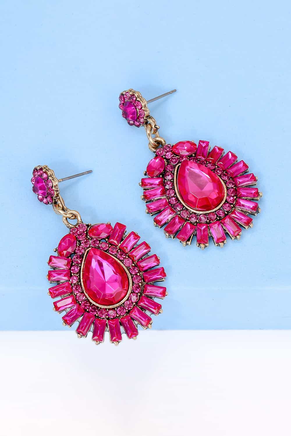 Lovcia Teardrop Shape Glass Stone Dangle Earrings-Earrings-Royal Blue-One Size-Royal Blue