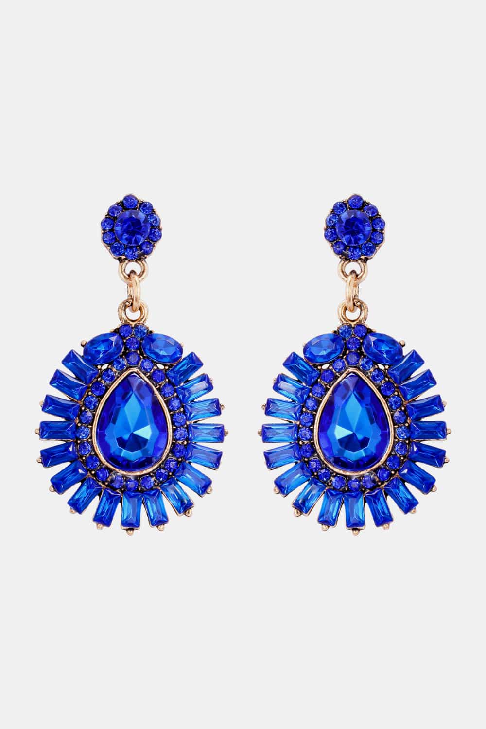 Lovcia Teardrop Shape Glass Stone Dangle Earrings-Earrings-Royal Blue-One Size-Royal Blue