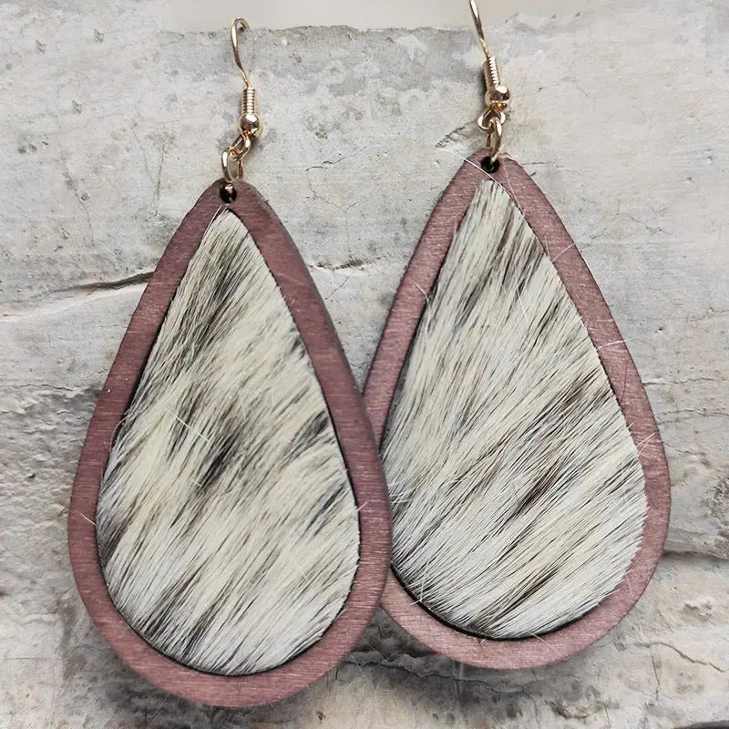Lovcia Teardrop Shape Wooden Dangle Earrings-Earrings-Style I-One Size-Style I