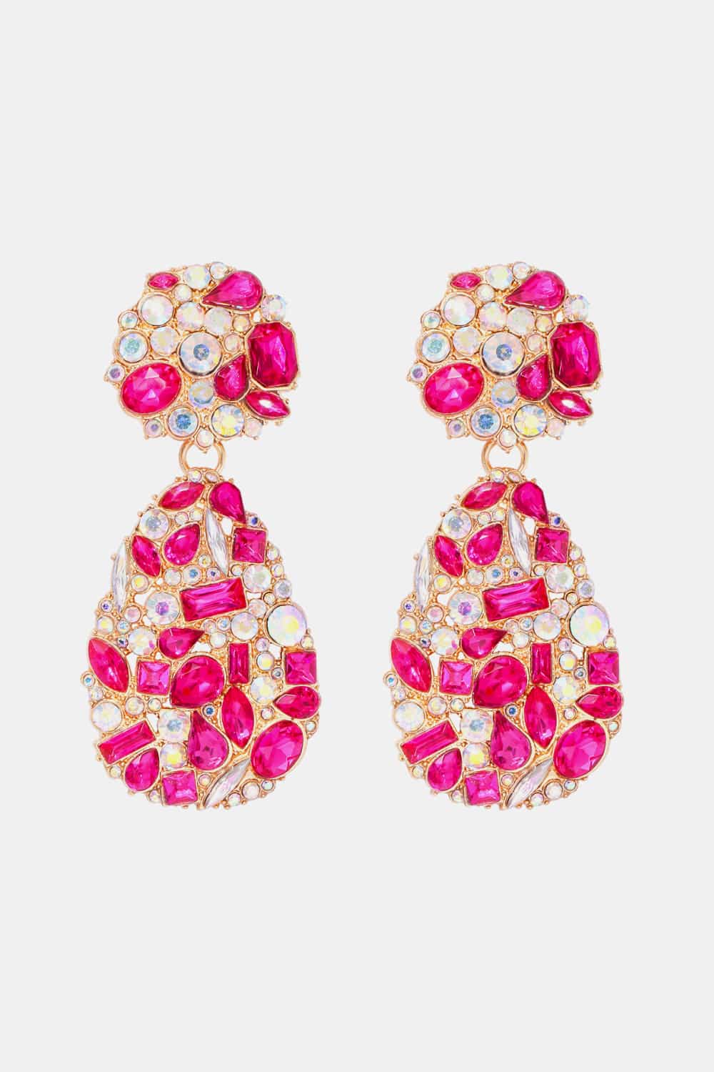 Lovcia Teardrop Shape Zinc Alloy Dangle Earrings-Earrings-Hot Pink-One Size-Hot Pink