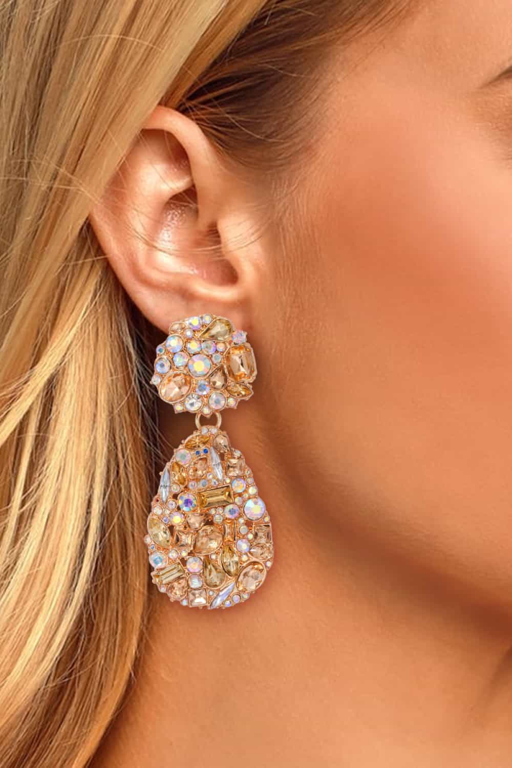 Lovcia Teardrop Shape Zinc Alloy Dangle Earrings-Earrings-Light Apricot-One Size-Light Apricot