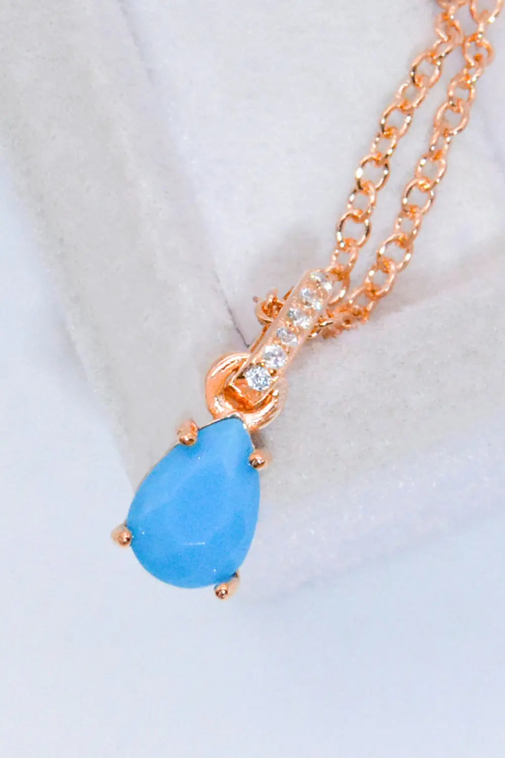 Lovcia Teardrop Turquoise 4-Prong Pendant Necklace-Necklaces-Rose Gold-One Size-Rose Gold