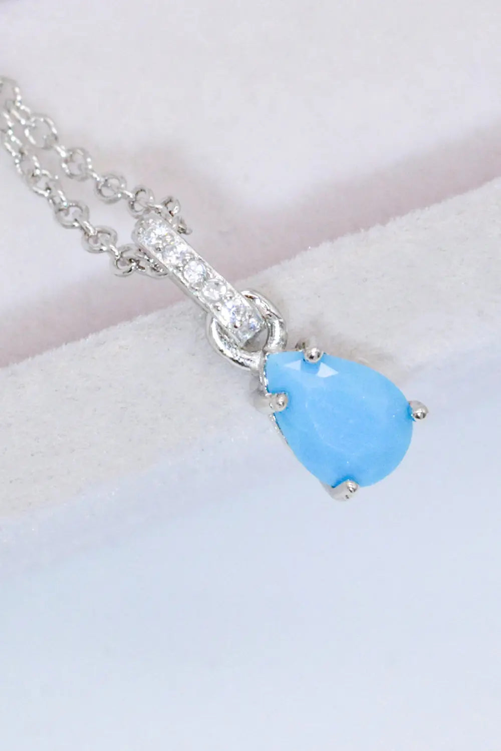 Lovcia Teardrop Turquoise 4-Prong Pendant Necklace-Necklaces-Rose Gold-One Size-Rose Gold