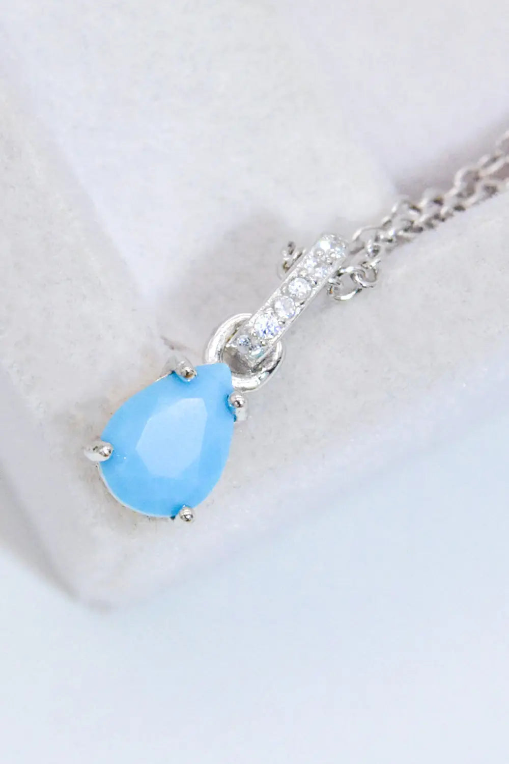 Lovcia Teardrop Turquoise 4-Prong Pendant Necklace-Necklaces-Rose Gold-One Size-Rose Gold