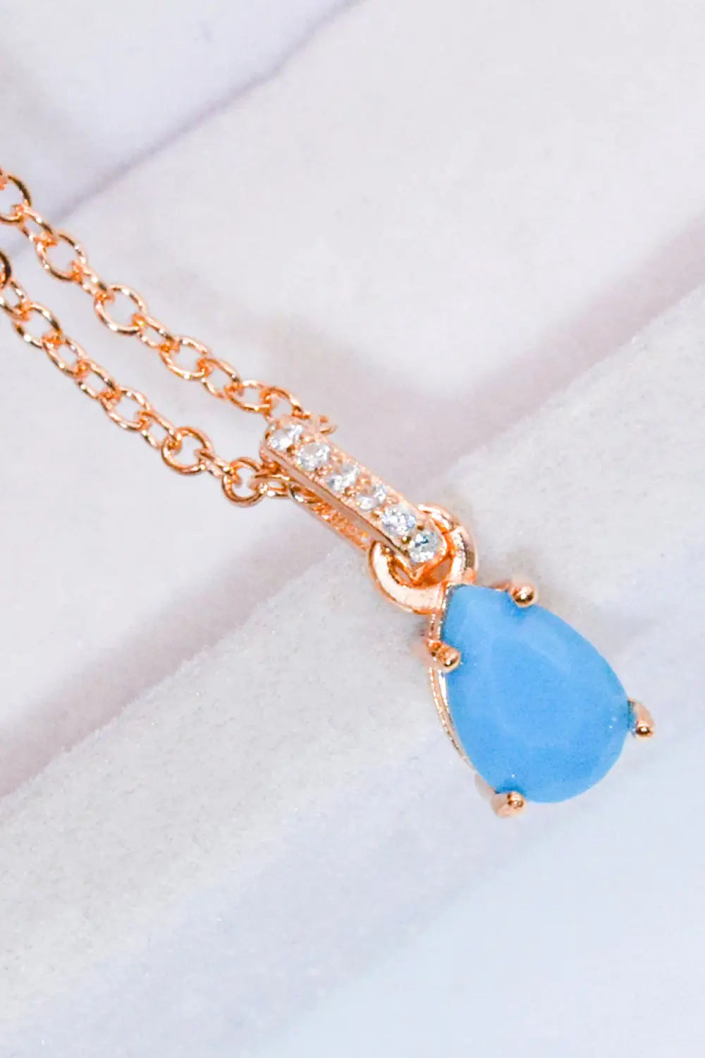 Lovcia Teardrop Turquoise 4-Prong Pendant Necklace-Necklaces-Rose Gold-One Size-Rose Gold